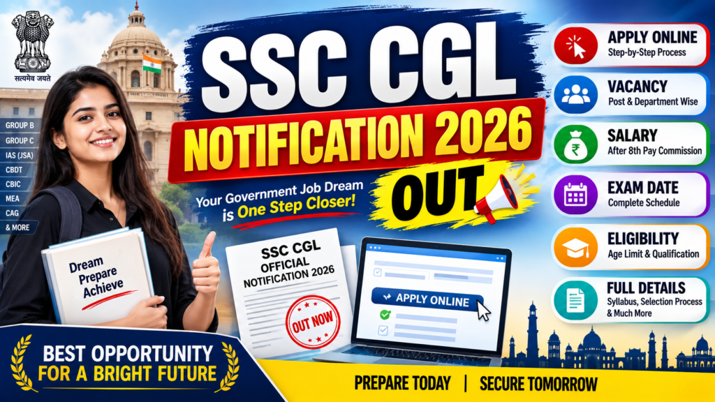 SSC CGL Notification 2026 Out Apply Online, Vacancy, Salary After 8th Pay Commission, Exam Date, Eligibility & Full Details