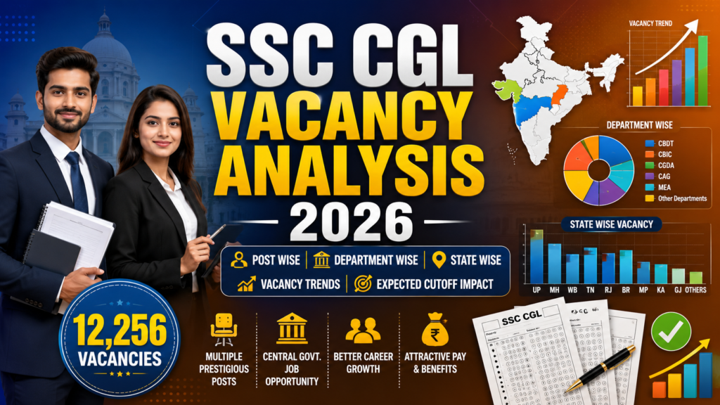 SSC CGL Vacancy Analysis 2026 Post Wise Vacancy, Department Wise Analysis, State Wise Vacancy, Trends & Expected Cutoff Impact