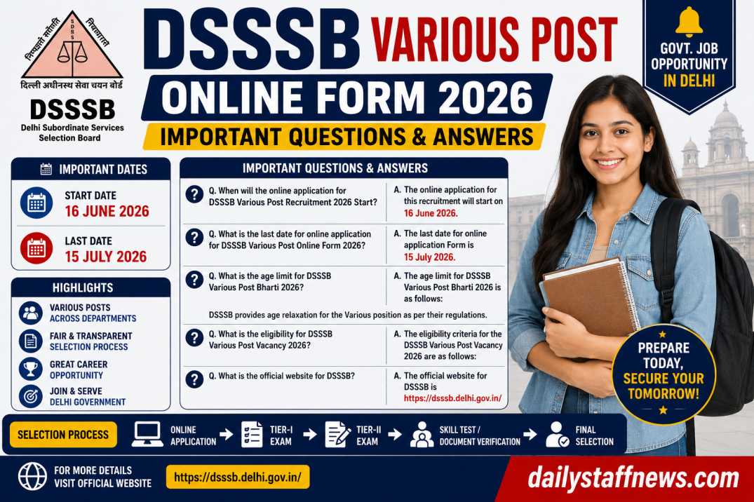 DSSSB Various Post Online Form 2026