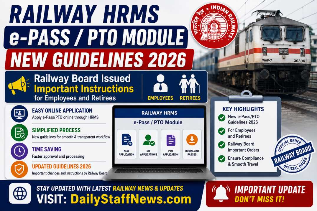 Railway HRMS e-PassPTO Module New Guidelines 2026