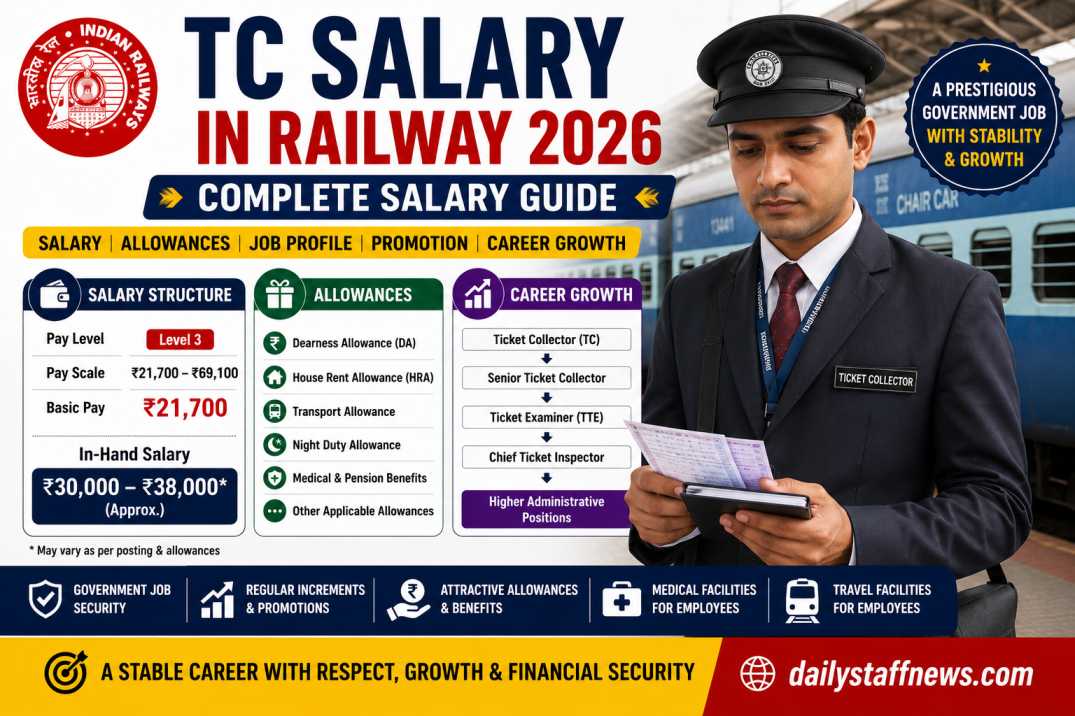 TC Salary in Railway TC Salary in Railway, Railway TC Salary 2026, Ticket Collector Salary in Railway, Railway Ticket Collector Salary, TC In Hand Salary Railway, Railway TC Salary Structure, Railway TC Pay Scale, Ticket Collector Salary Per Month, Railway TC Job Profile, Railway TC Promotion, Railway TC Allowances, Railway TC Career Growth, TC Salary After 7th Pay Commission, Railway TC Basic Pay, Railway TC Gross Salary, Railway TC Monthly Salary, Railway TC Salary Slip, Railway Ticket Collector In Hand Salary, Railway TC Government Job, Railway TC Recruitment, Railway TC Eligibility, Railway TC Qualification, Railway TC Age Limit, Railway TC Selection Process, Railway TC Exam Pattern, Railway TC Benefits, Railway TC Job Details, Ticket Collector Railway Salary After Promotion, Railway TC Level 3 Salary, Railway TC DA HRA Allowances, Railway Ticket Examiner Salary, TTE vs TC Salary, Railway Salary Structure 2026, Railway TC Training Salary, Railway Jobs Salary, Railway Employee Salary, Indian Railway TC Salary, Railway TC Work Profile, Railway TC Career Opportunities, Railway TC Latest Salary Update