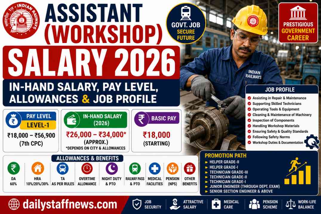 Assistant (Workshop) Salary 2026: In-Hand Salary, Pay Level, Allowances & Job Profile