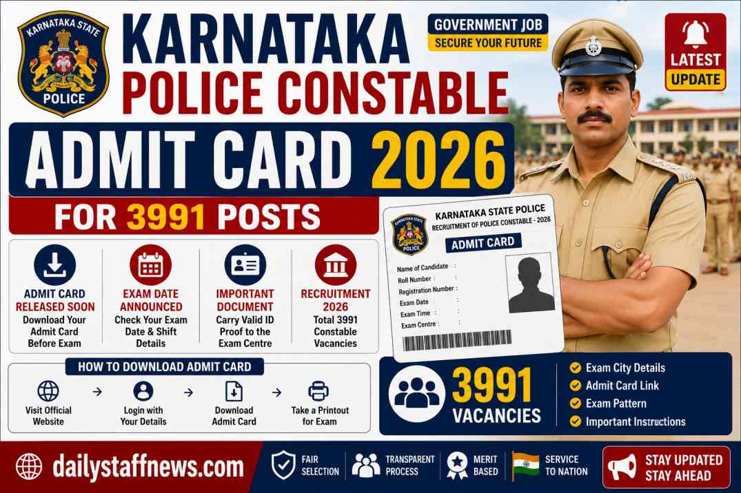Karnataka Police Constable Admit Card 2026 for 3991 Post
