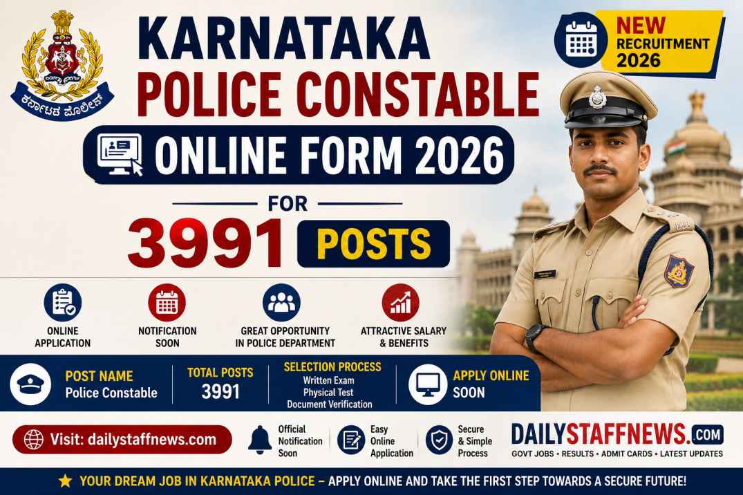 Karnataka Police Constable Online Form 2026 for 3991 Posts