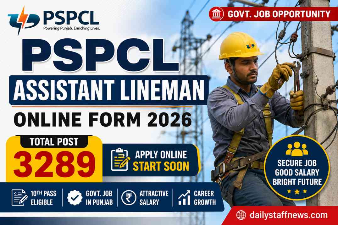 PSPCL Assistant Lineman Online Form 2026 for 3289