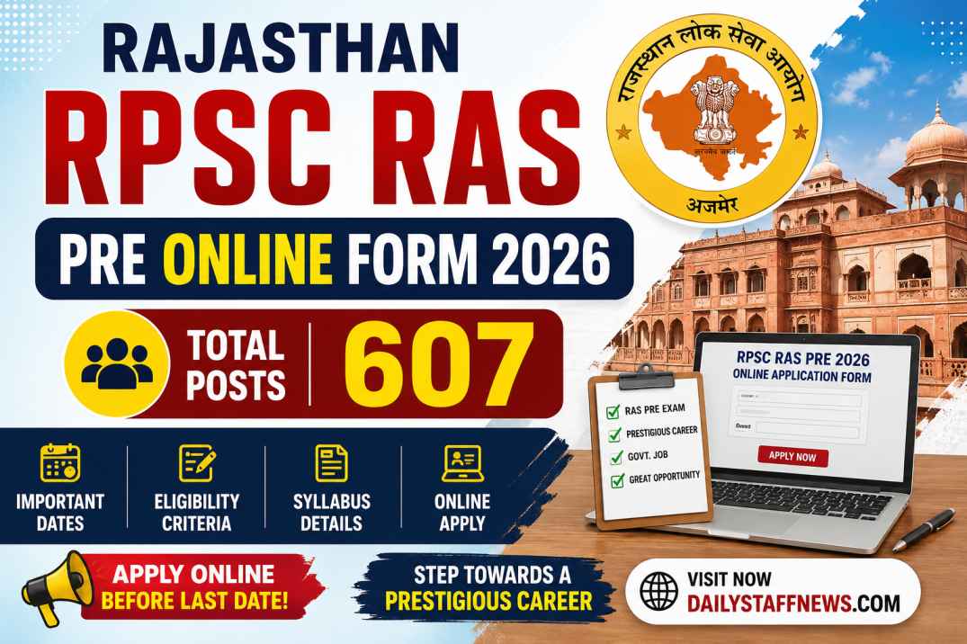 Rajasthan RPSC RAS Pre Online Form 2026 for 607 Posts