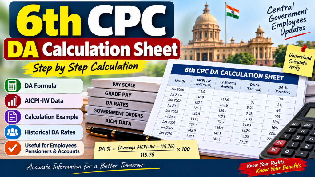 6th CPC DA Calculation Sheet